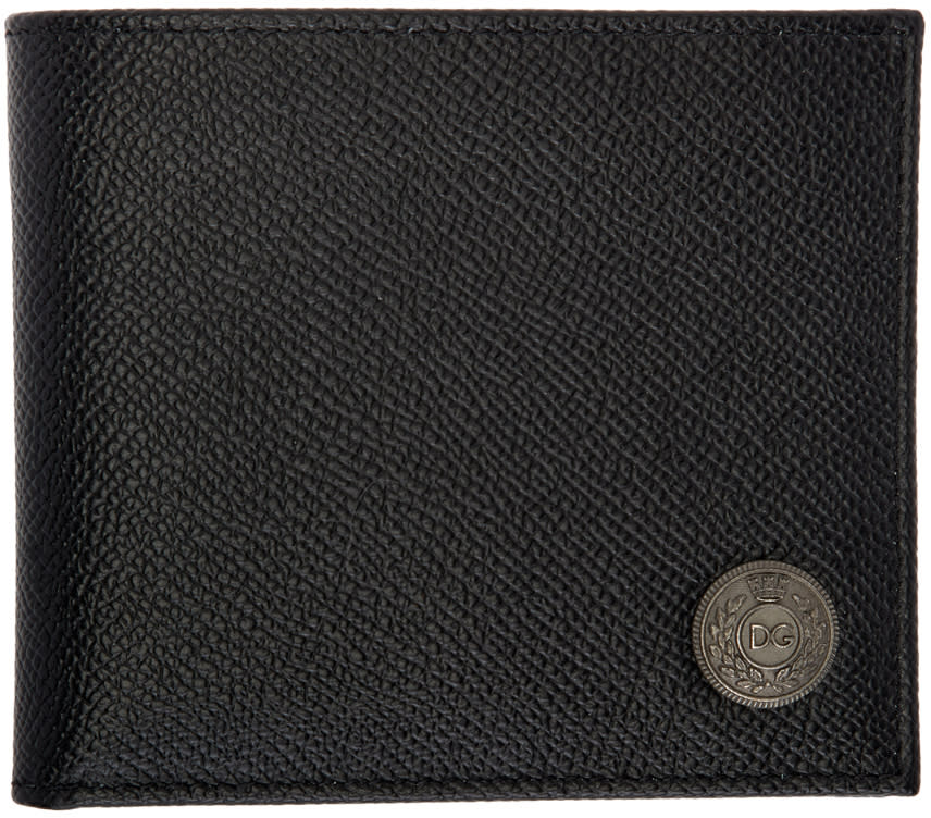Dolce and Gabbana Black Logo Stud Wallet