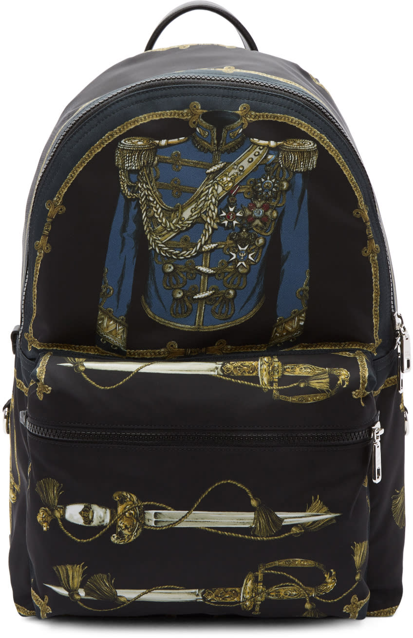 Dolce and Gabbana Black Knight Uniform Backpack