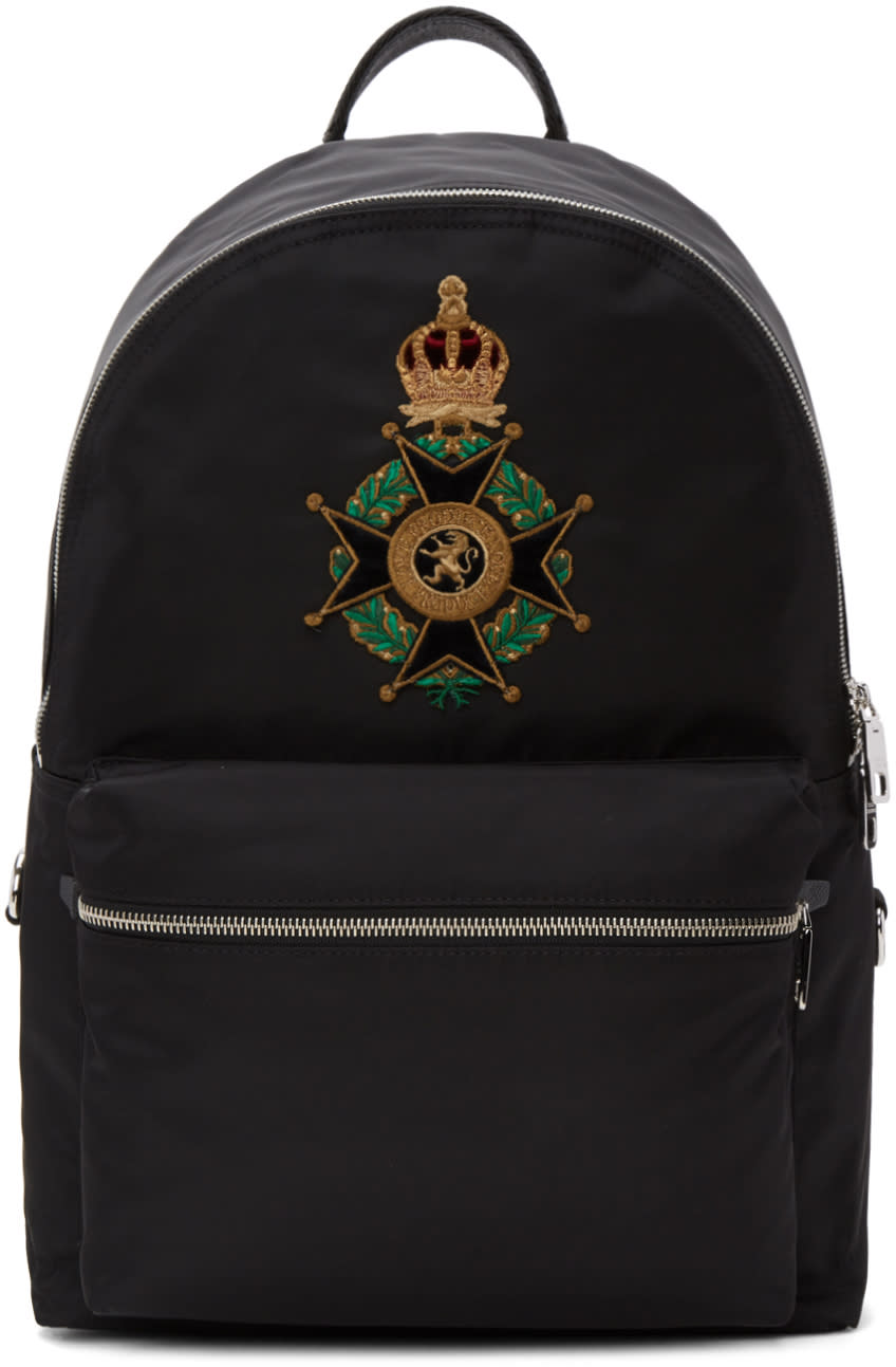 Dolce and Gabbana Black Crown Crest Backpack
