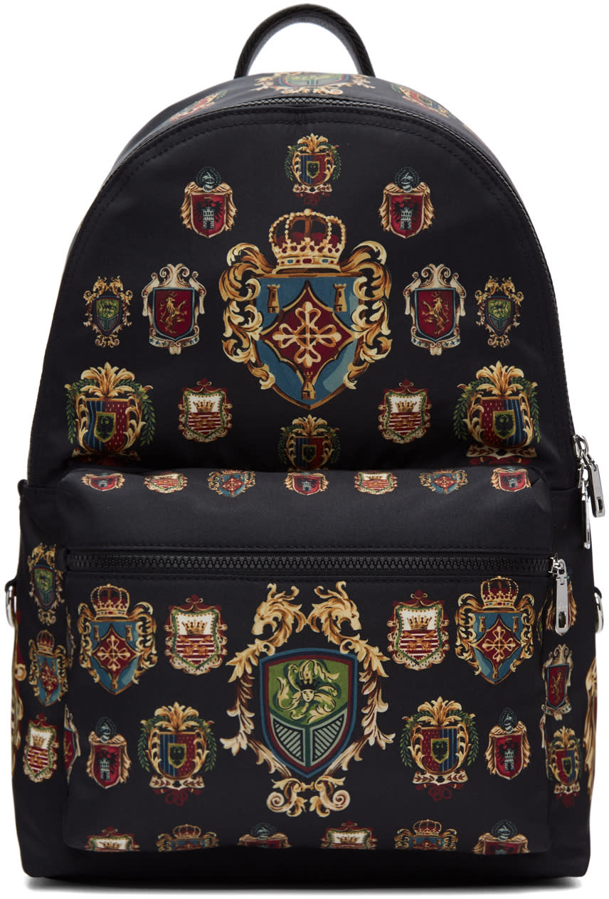Dolce and Gabbana Black Crest Backpack
