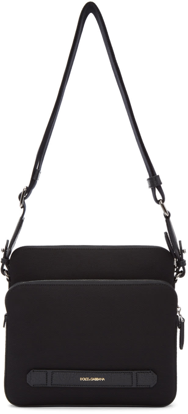 Dolce and Gabbana Black Canvas and Leather Messenger Bag