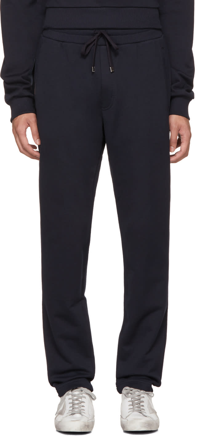 Dolce and Gabbana Navy Embroidered Crest Lounge Pants