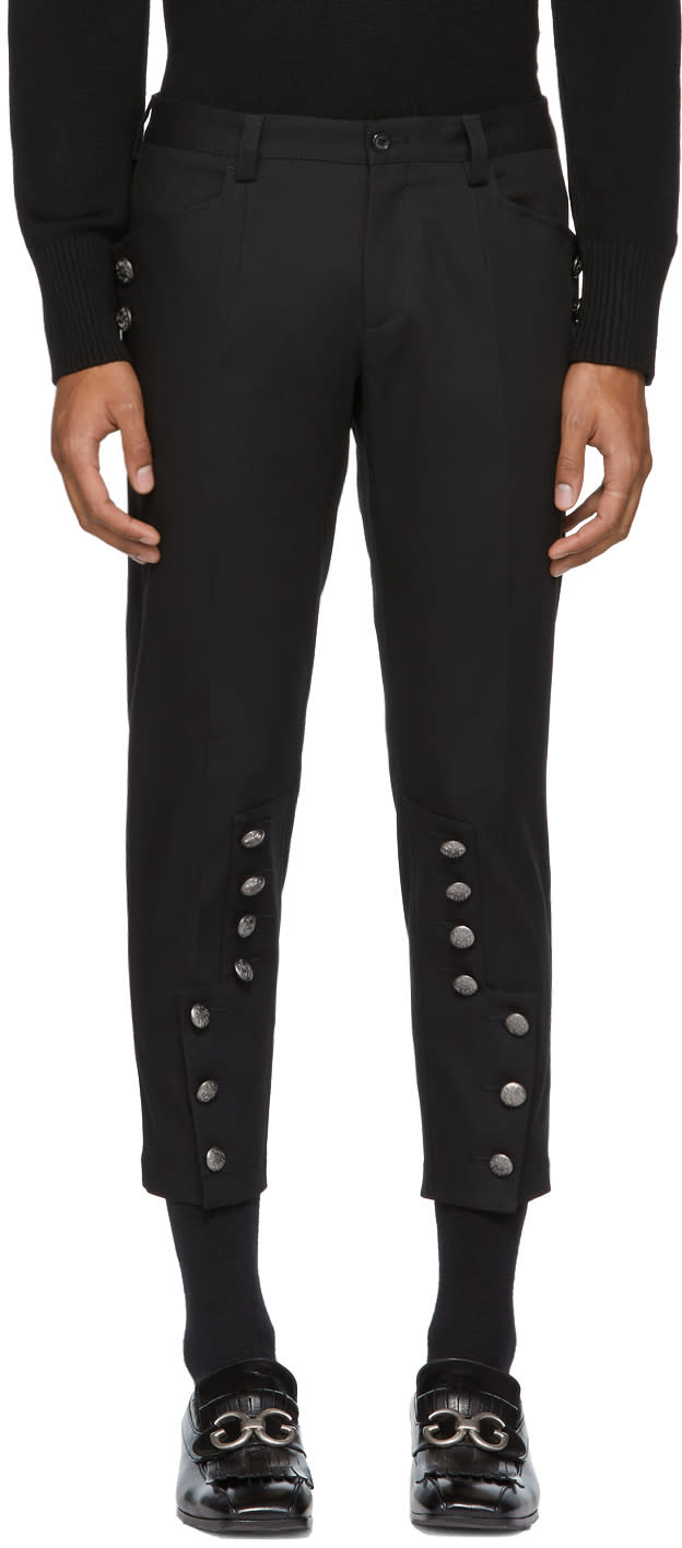 Dolce and Gabbana Black Cropped Button Trousers