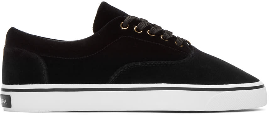 Dolce and Gabbana Black Velvet Sneakers