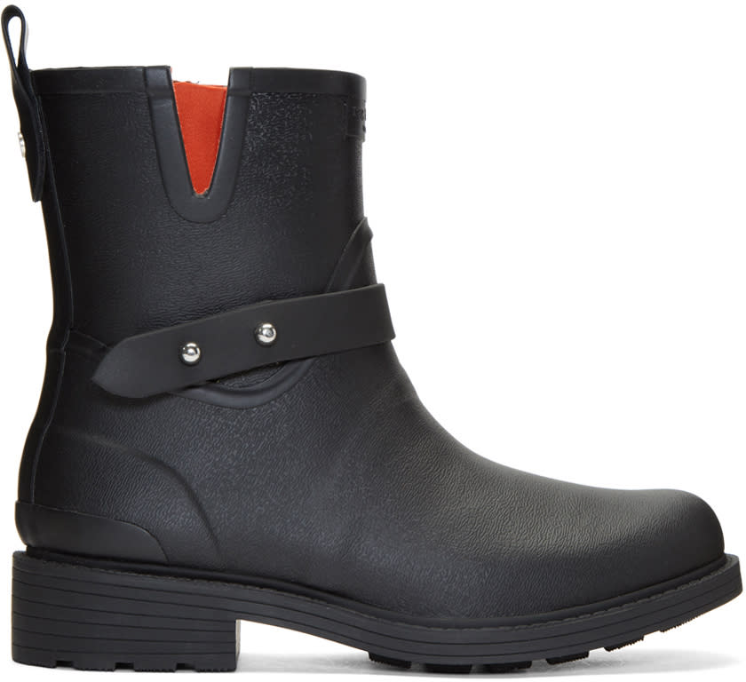 Rag and Bone Black Moto Rain Boots