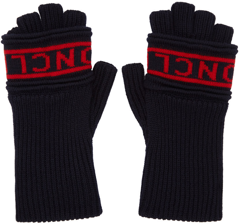 Moncler Navy Fingerless Gloves