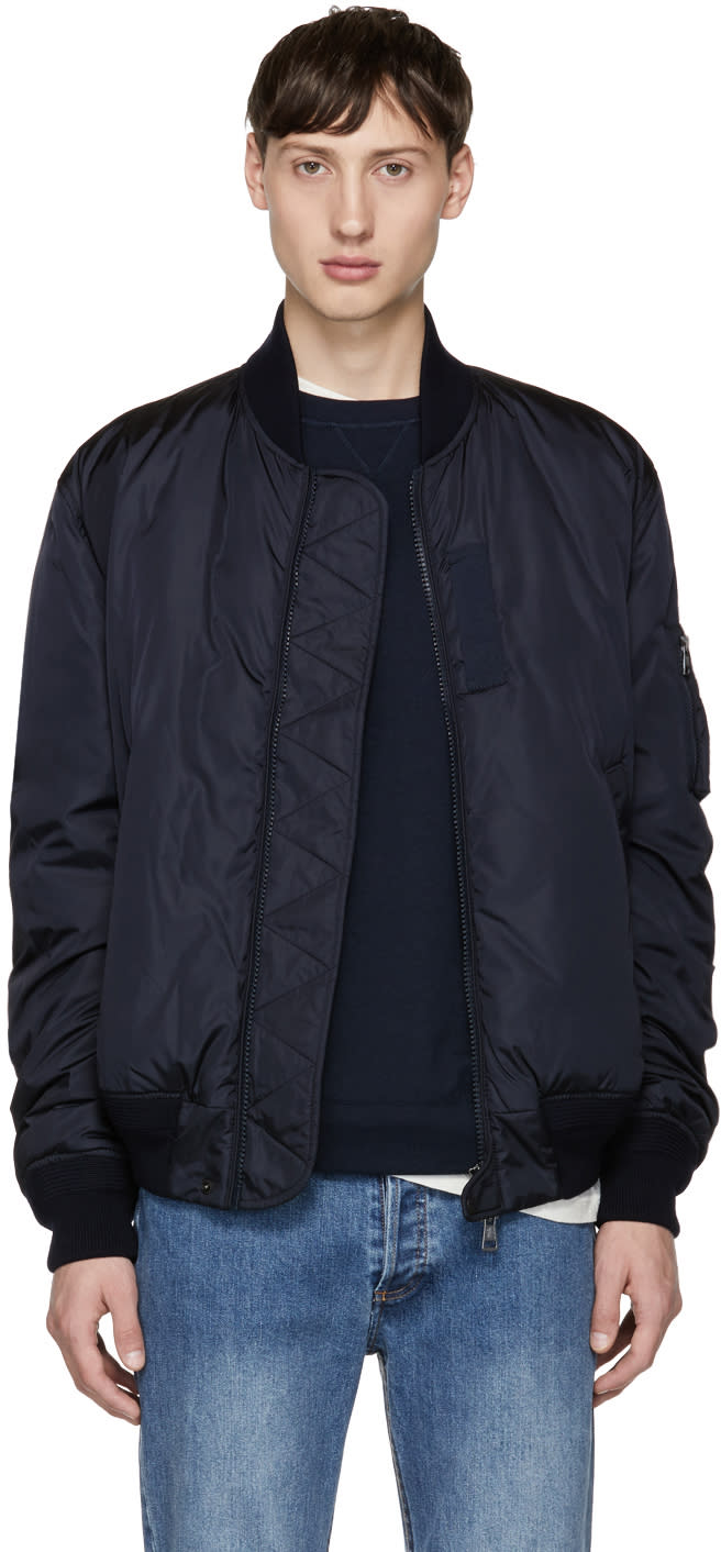 Moncler Navy Down Allix Bomber Jacket