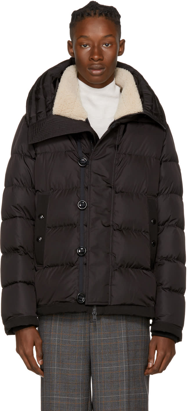 Moncler Black Down Shearling Pyrenees Jacket