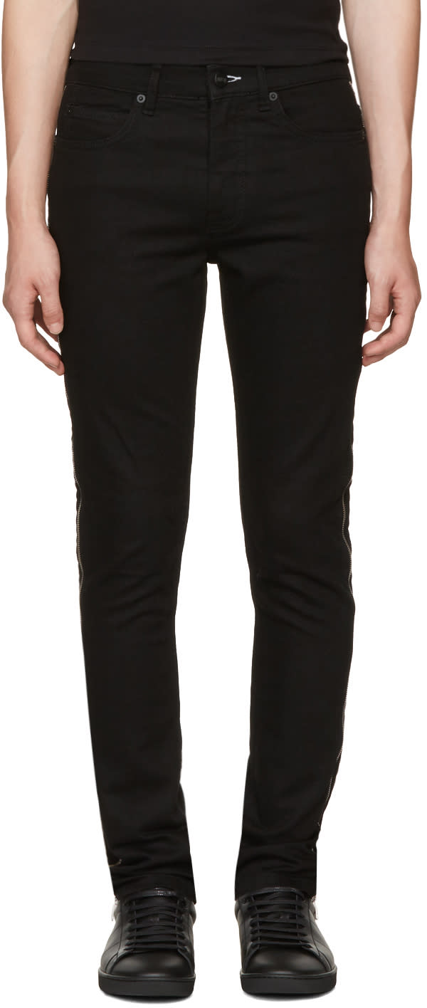 Mcq Alexander Mcqueen Black Zip Strummer Jeans