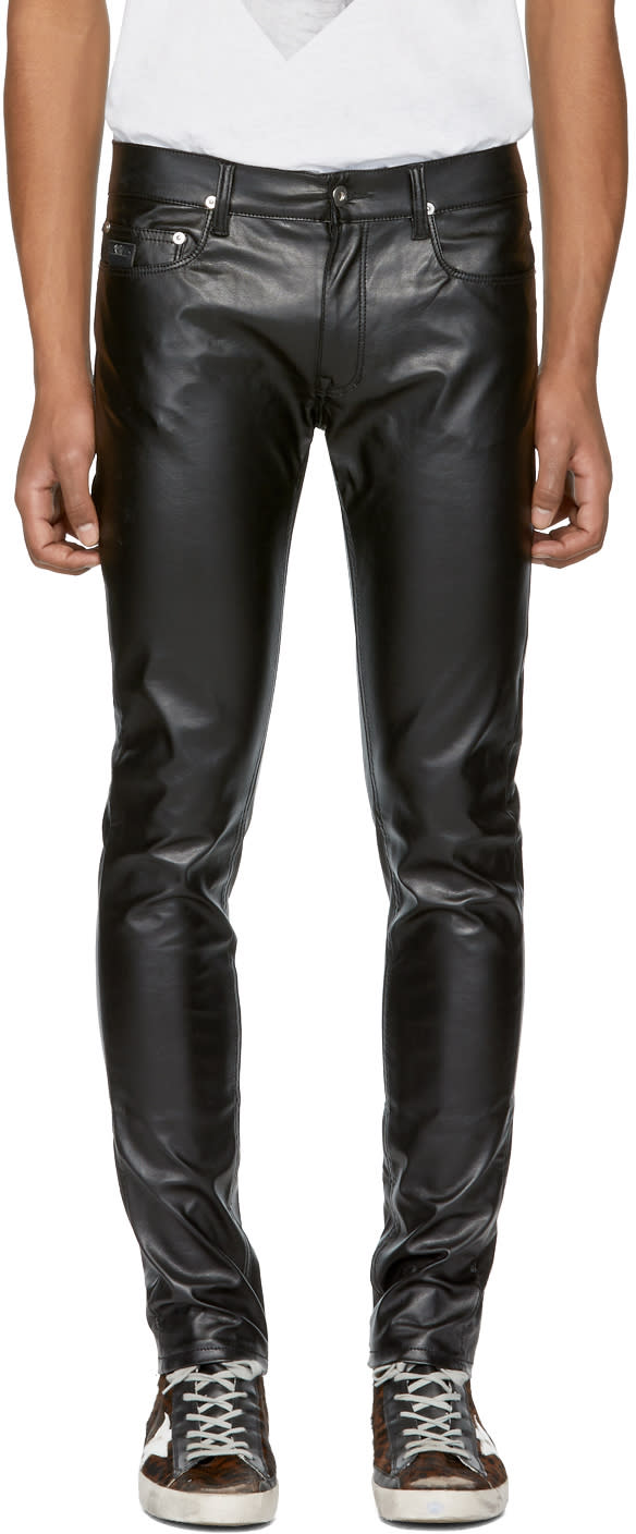 April77 Black Faux-leather Joey Lezzer Jeans