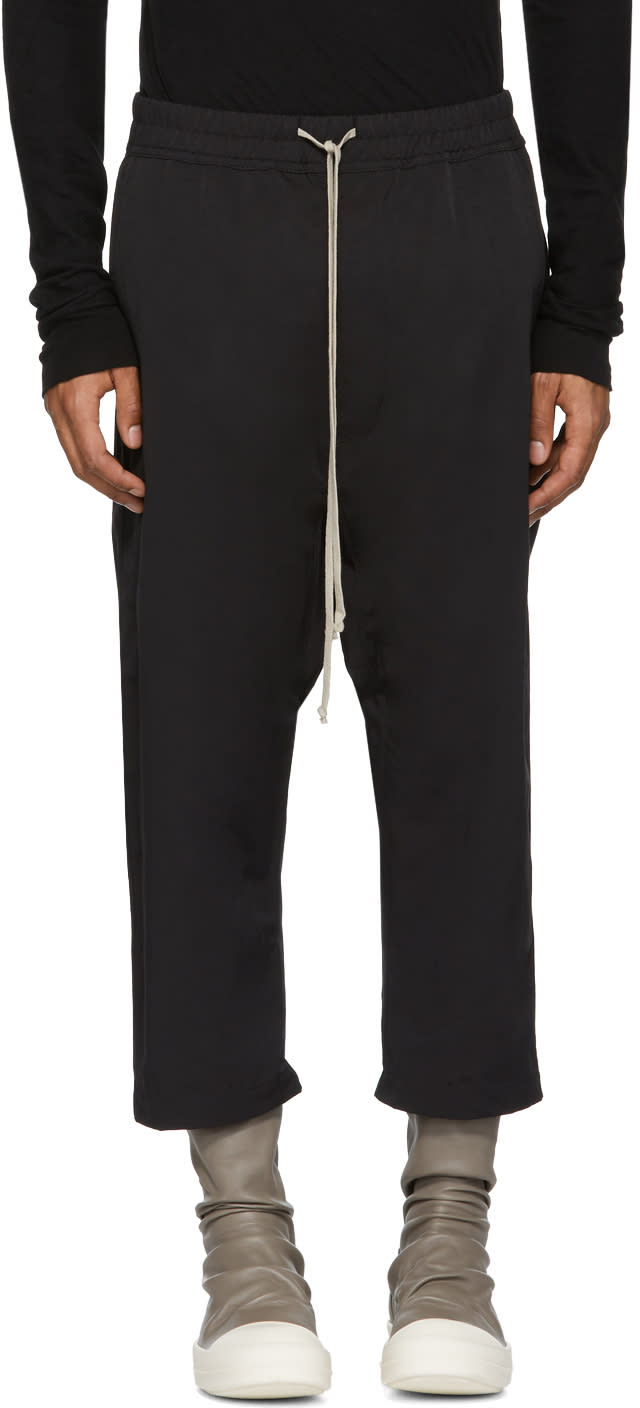 Rick Owens Drkshdw Black Nylon Drawstring Cropped Lounge Pants