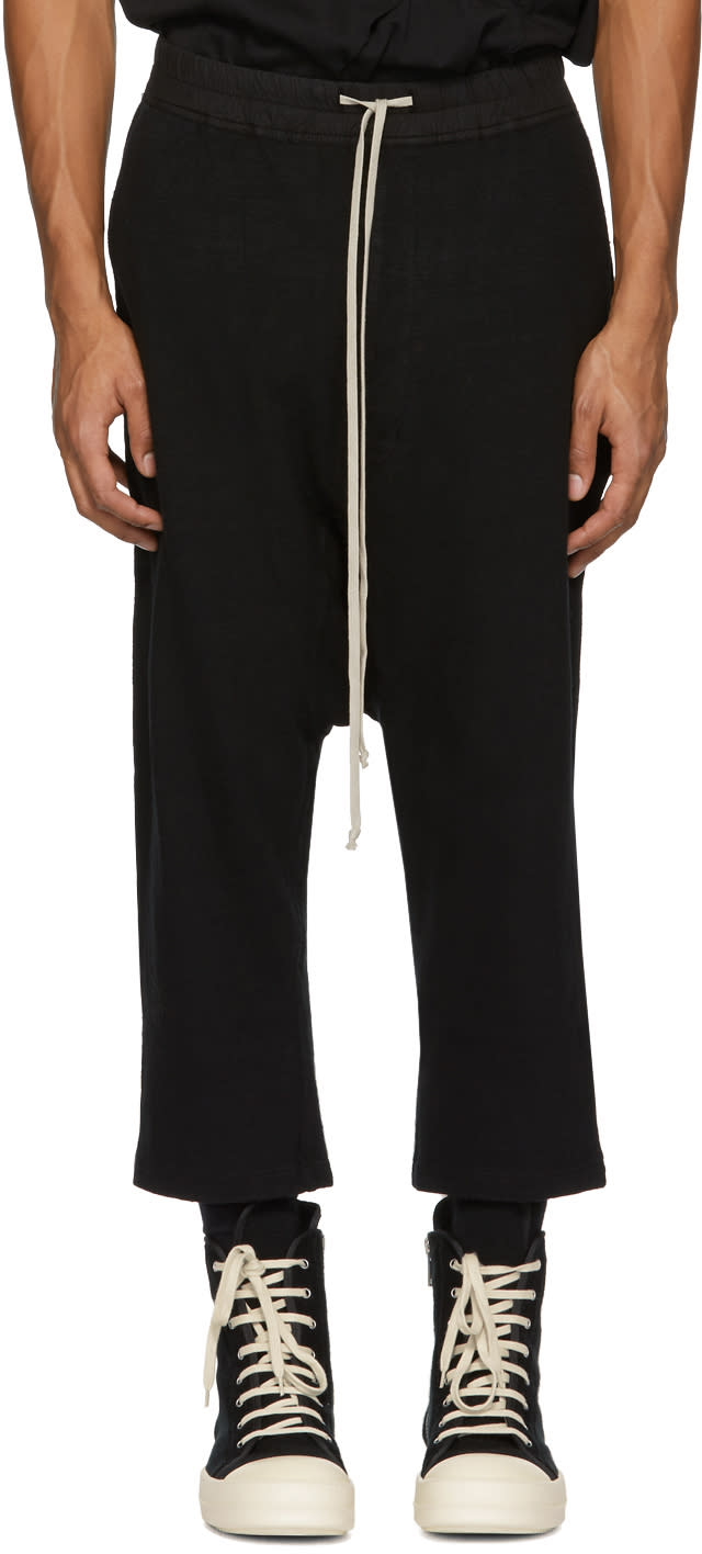 Rick Owens Drkshdw Black Drawstring Cropped Lounge Pants