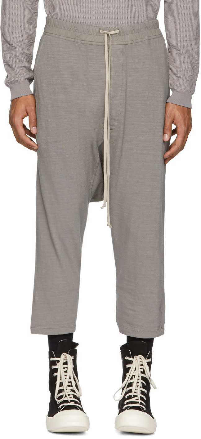 Rick Owens Drkshdw Grey Drawstring Cropped Lounge Pants