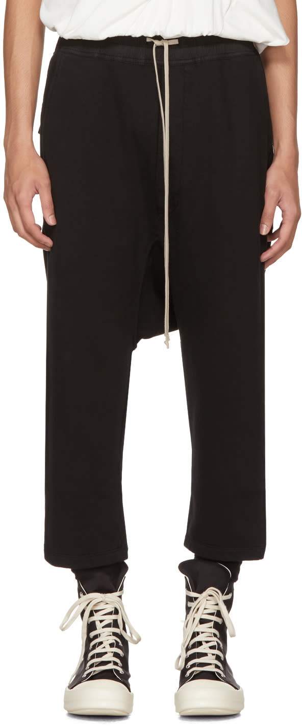 Rick Owens Drkshdw Black Fleece Cropped Drawstring Lounge Pants