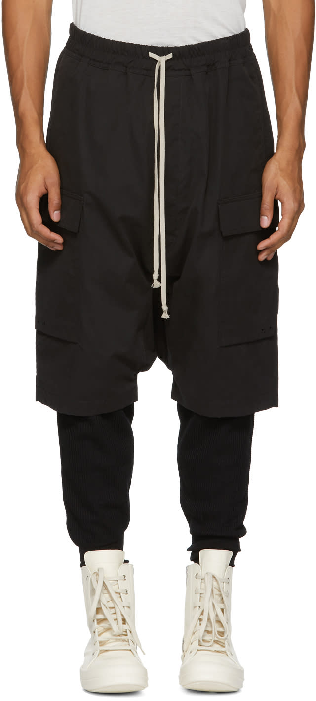 Rick Owens Drkshdw Black Water-repellent Cargo Pods Shorts