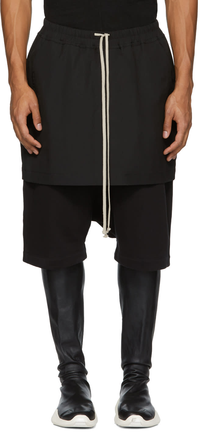 Rick Owens Drkshdw Black Kilt Pods Shorts