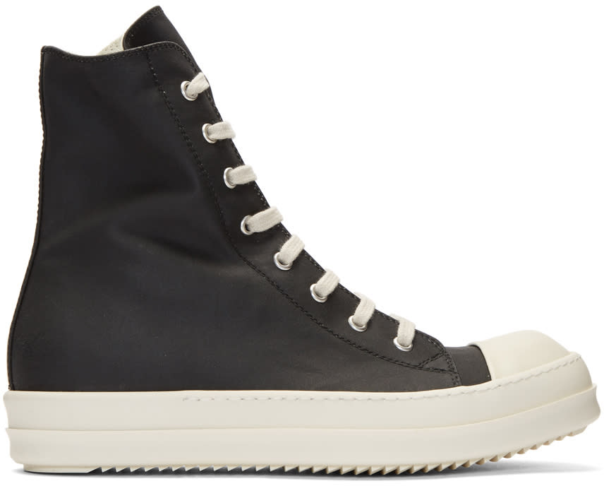 Rick Owens Drkshdw Black Nylon Cap Toe High-top Sneakers