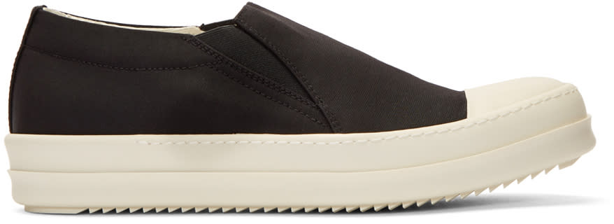 Rick Owens Drkshdw Black Nylon Boat Slip-on Sneakers