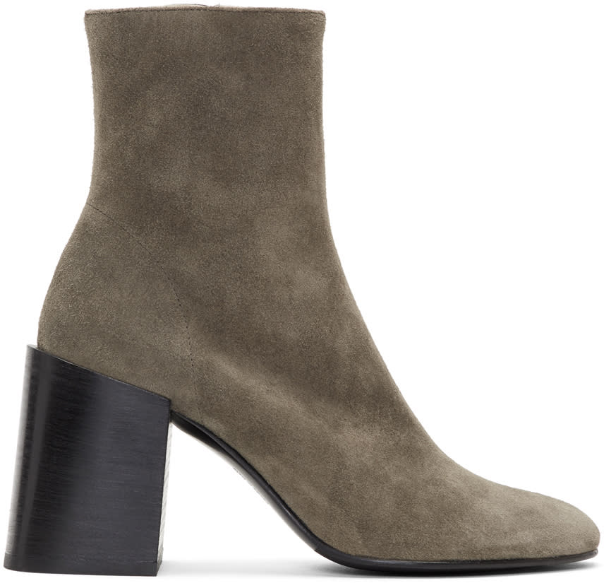 Acne Studios Taupe Suede Saul Reverse Boots