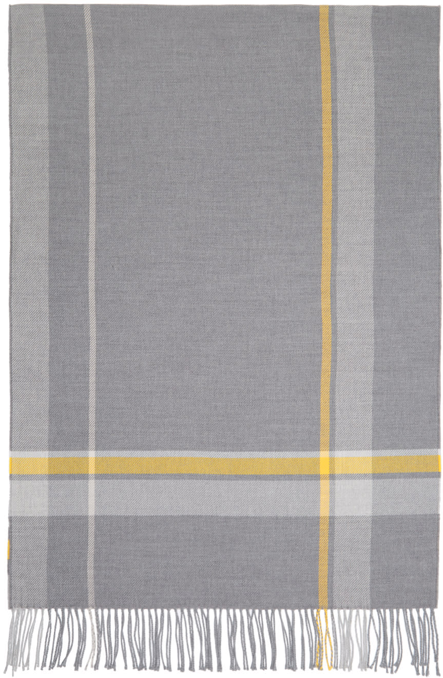 Acne Studios Grey Check Cesar Blanket Scarf