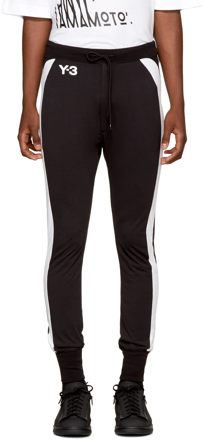 Y-3 Black and White Jersey Long John Lounge Pants
