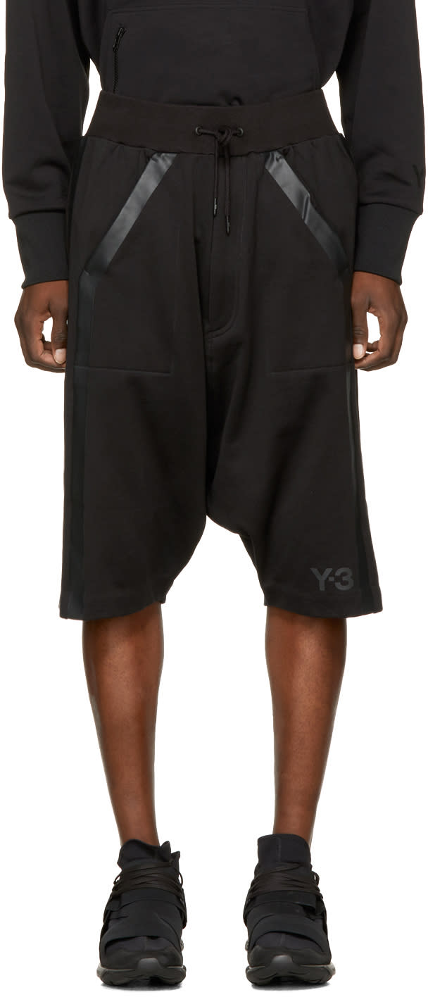 Y-3 Black Three-stripes Shorts