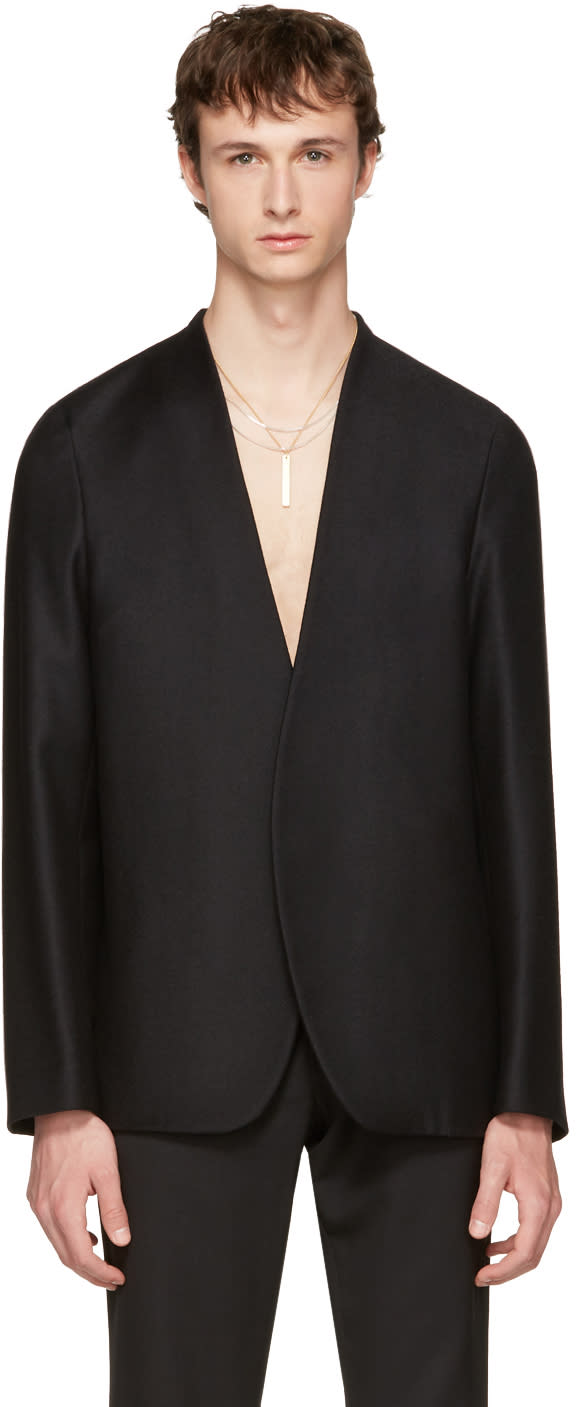 Maison Margiela Black Flannel No Lapel Blazer