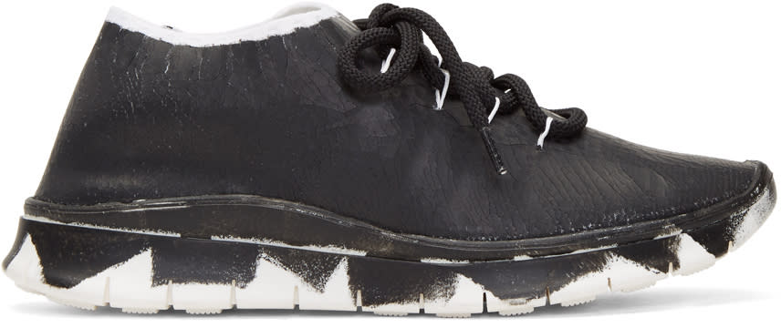 Maison Margiela Black and Silver Painted Runner Sneakers