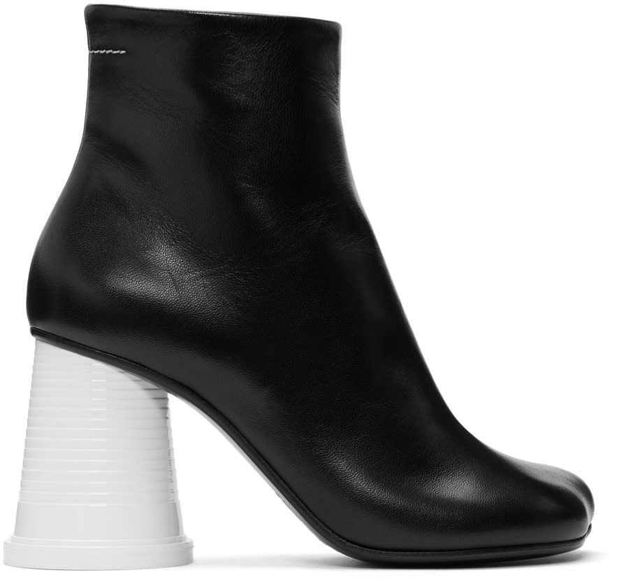Mm6 Maison Margiela Black and White Cup Heel Boots