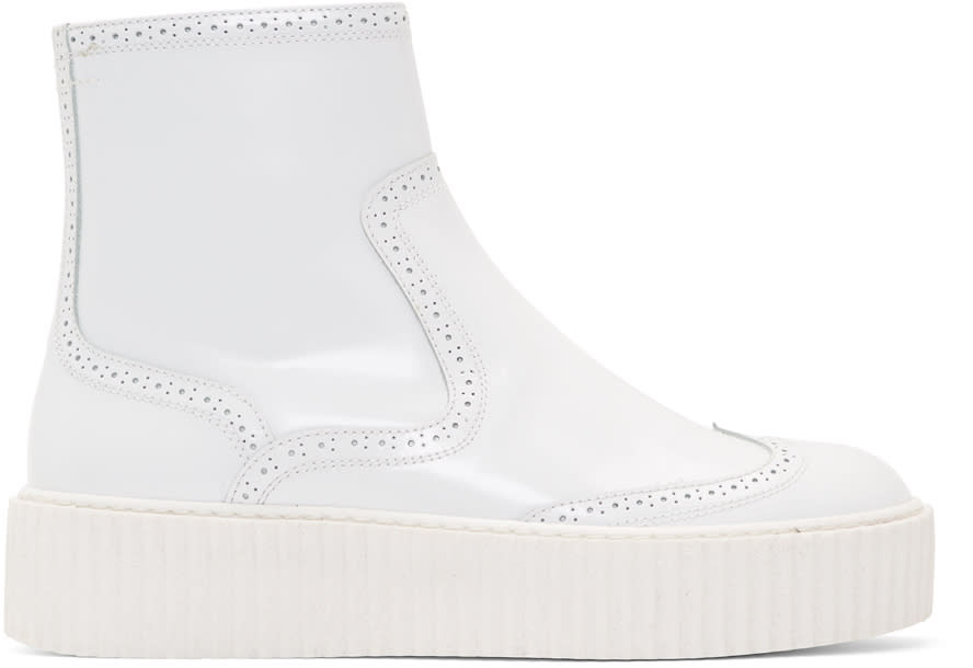 Mm6 Maison Margiela White Platform Sock Boots