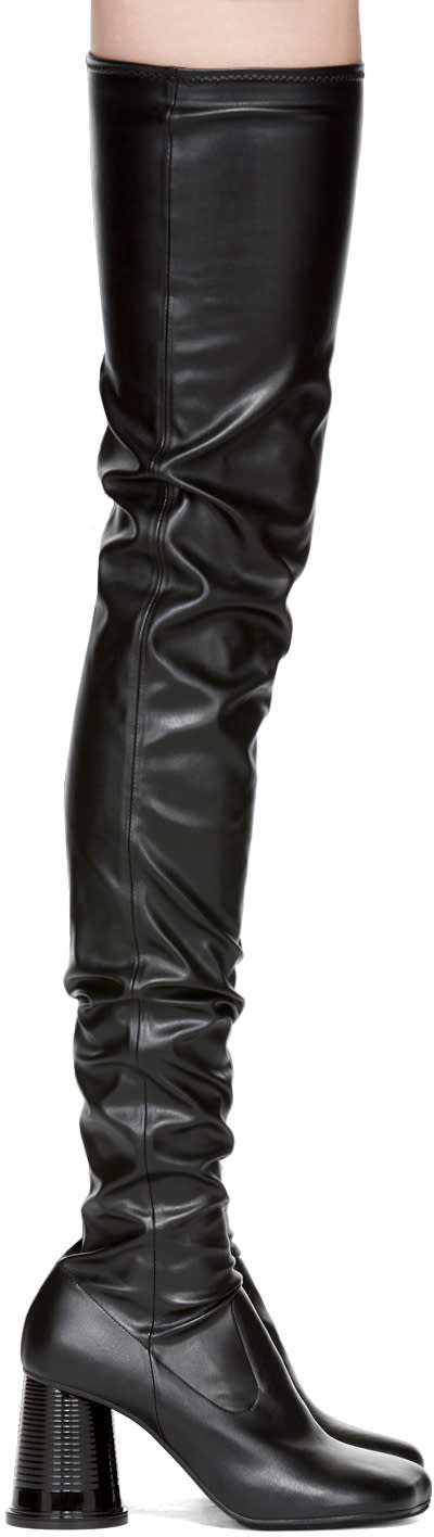 Mm6 Maison Margiela Black Cylinder Heel Over-the-knee Boots