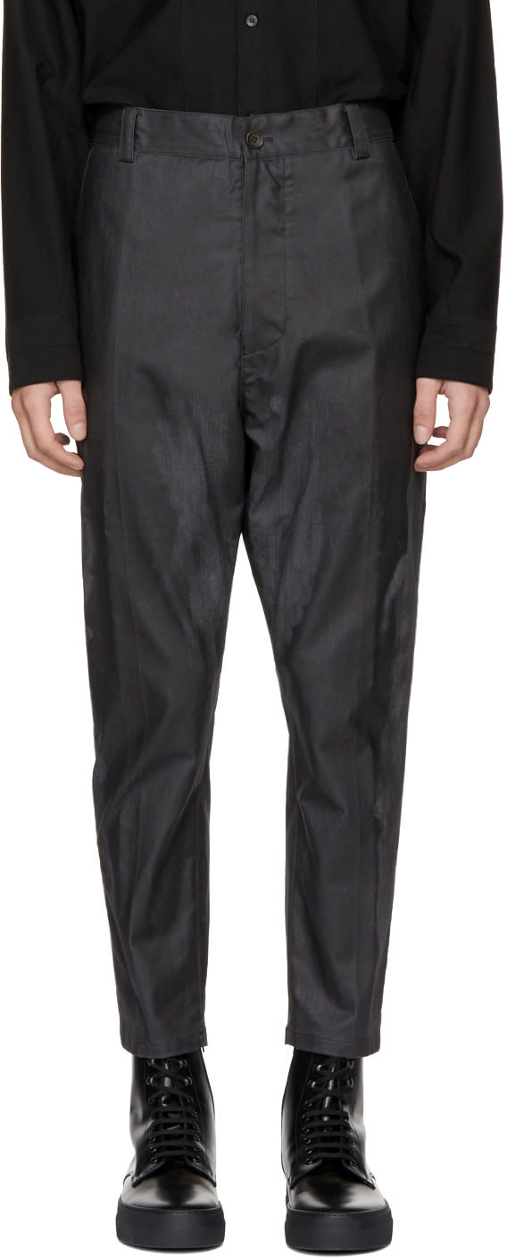 Robert Geller Grey Oiled Trousers