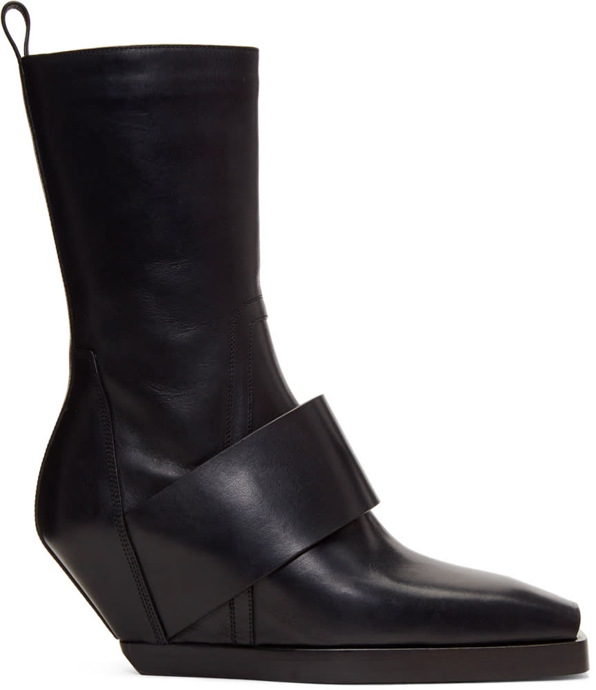 Rick Owens Black Walrus Cowboy Boots