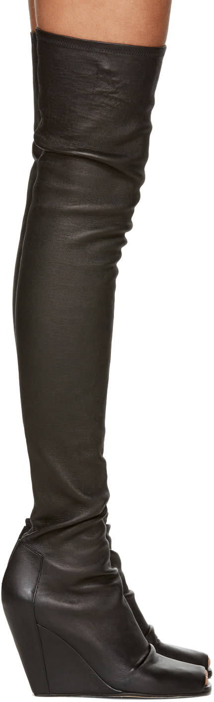Rick Owens Black Sock Wedge Over-the-knee Boots
