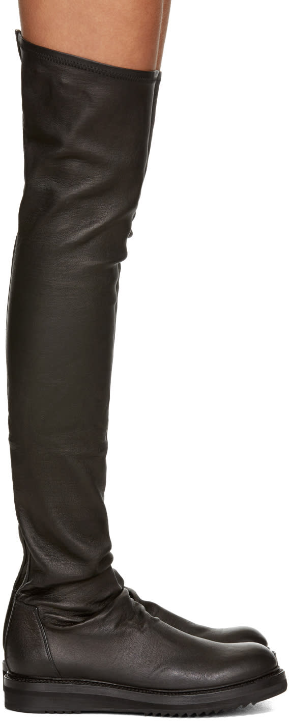 Rick Owens Black Creeper Over-the-knee Boots