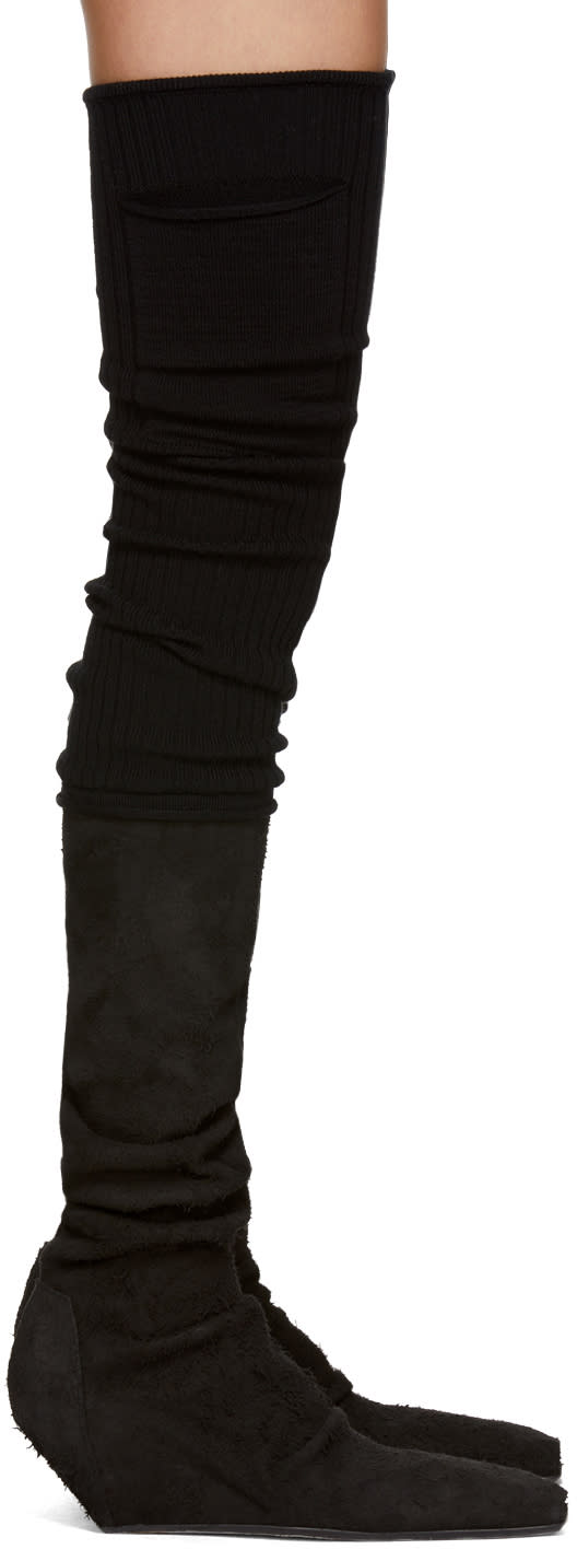 Rick Owens Black Sock Stretch Over-the-knee Boots