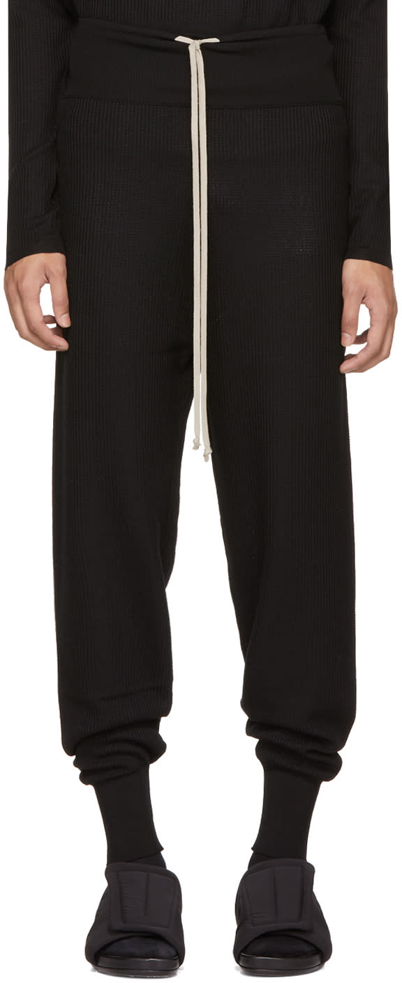 Rick Owens Black Prisoner Drawstring Lounge Pants