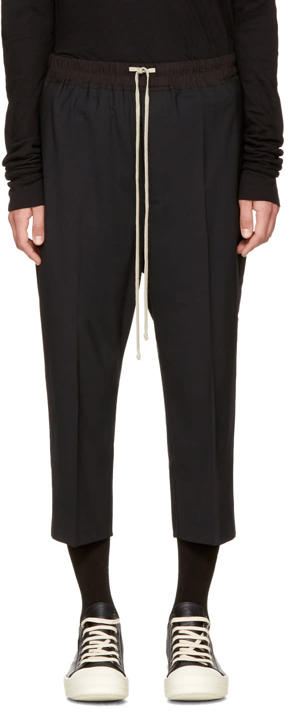 Rick Owens Black Drawstring Cropped Astaires Lounge Pants