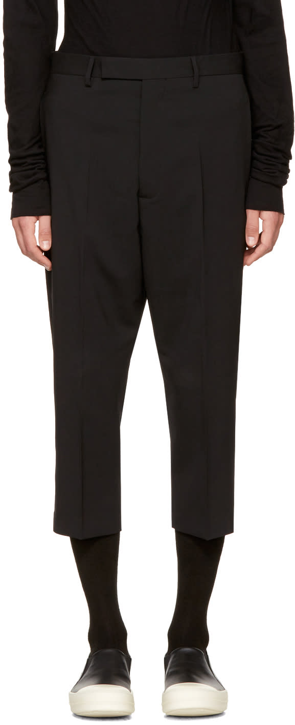 Rick Owens Black Cropped Astaires Trousers