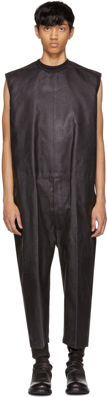 Rick Owens Black Painted Denim Banana Bag Jumpsuit