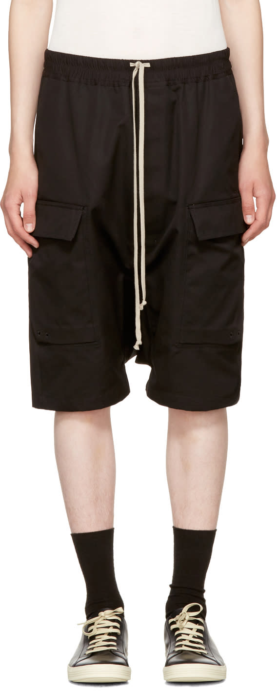 Rick Owens Black Cargo Pods Shorts
