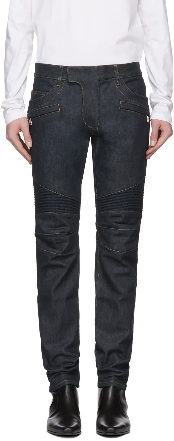 Balmain Blue Biker Jeans