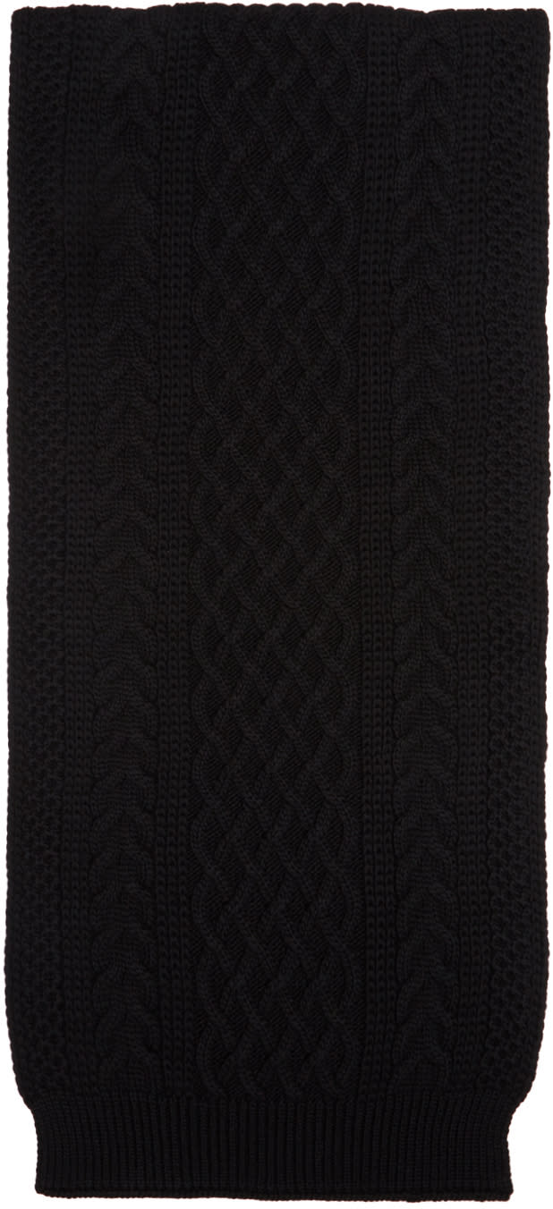 Junya Watanabe Black Wool Aran Scarf
