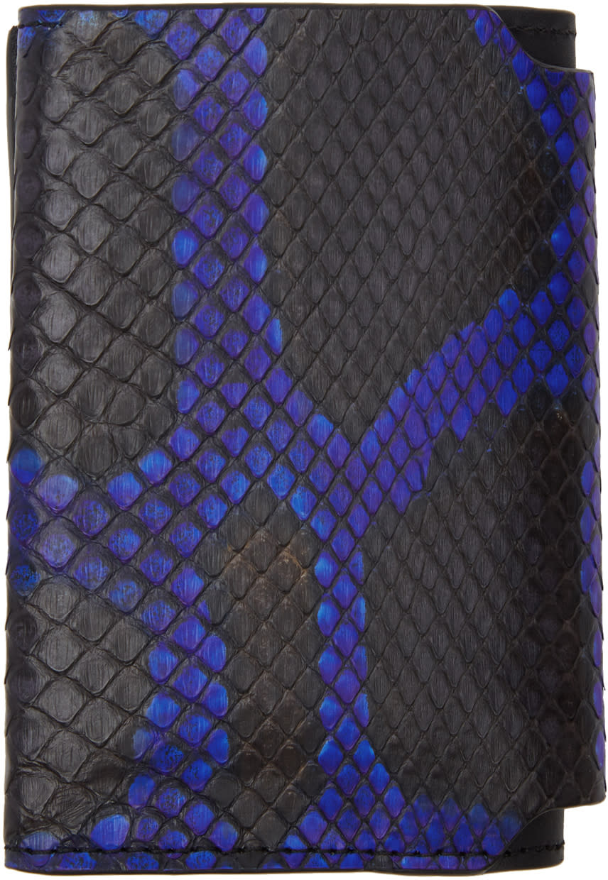 Lanvin Black and Blue Python Card Holder