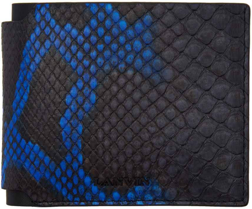 Lanvin Black and Blue Python Wallet