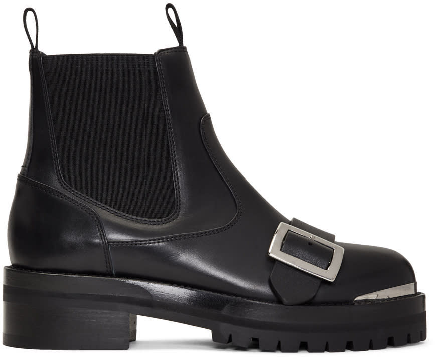 Alexander Mcqueen Black Lug Sole Chelsea Boots
