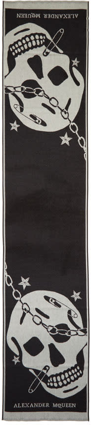 Alexander Mcqueen Black Oversized Punk Skull Scarf