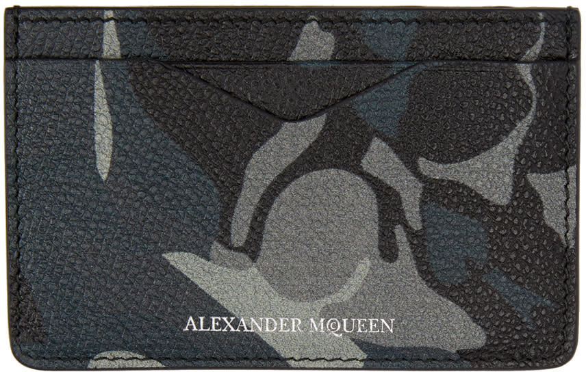 Alexander Mcqueen Blue Camo Card Holder