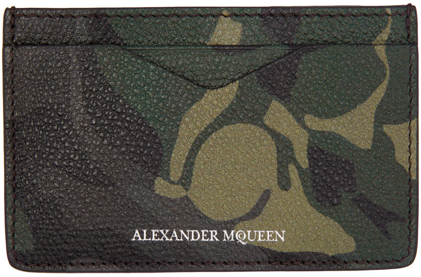 Alexander Mcqueen Green Camo Card Holder