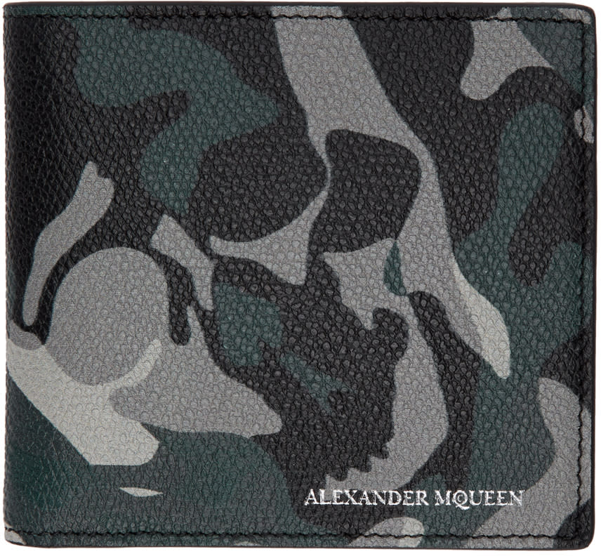Alexander Mcqueen Blue Camouflage Wallet